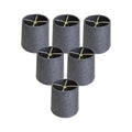 Set Of 6 Granite Gray Burlap Drum Clip On Shade 4X5X5