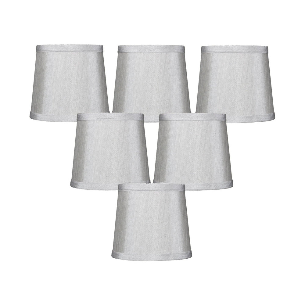Set Of 6 Gray Drum Chandelier Clip On Lampshade 4X5X5