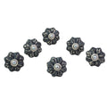 Handmade Set Of 6 Ceramic Flower Harmony In Grey Cabinet Knobs India