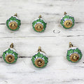 Set Of 6 Handmade Ceramic Green Flowers Cabinet Knobs India
