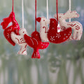 Set Of 6 Handcrafted Wool Christmas Wishes Ornaments India