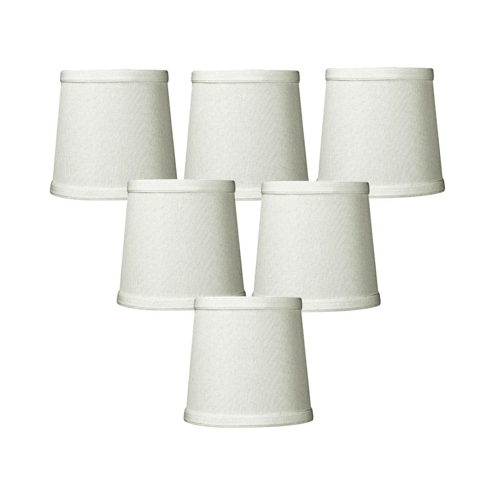 Set Of 6 Light Oatmeal Linen Drum Chandelier Clip On Lampshade 4X5X5