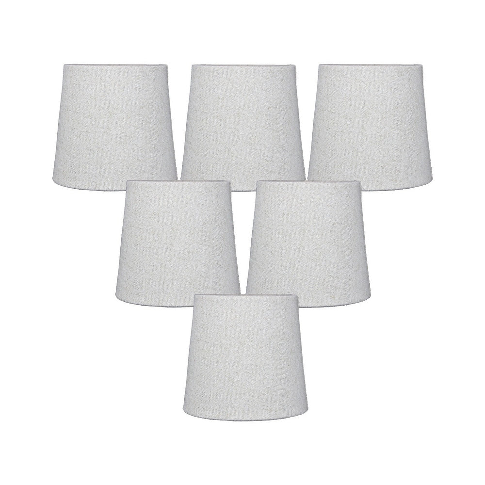Set Of 6 Sand Linen Drum Chandelier Clip On Lampshade 4X5X5