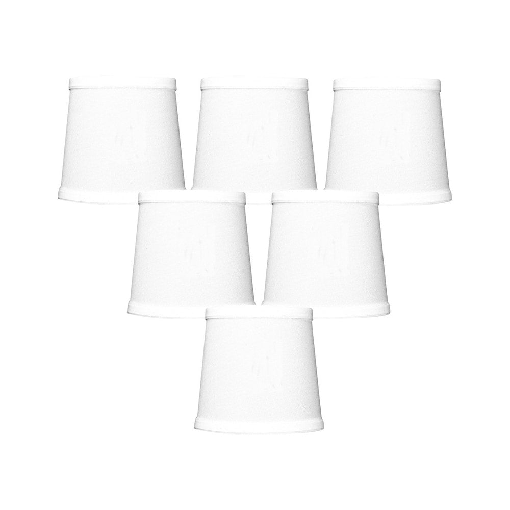 Set Of 6 White Linen Drum Chandelier Clip On Lampshade 4X5X5