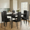 Set Of 6 7 Piece Kitchen Table Set With 6 Upholstered Pu Leather Chairs For Dining Room Living Room Apartment Small Space