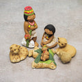 Set Of 7 Handmade Ceramic Born In The Amazon Nativity Scene Sculptures Peru
