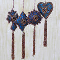 Set Of 8 Handcrafted Beaded Teal Splendor Holiday Ornaments India