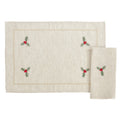 Set Of Embroidered Holly Placemats And Napkins Set Of 8Pcs Placemat 14 X 20 Napkin 20 X 20