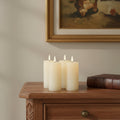 Set Of Four Ivory Flameless Pillar Candles