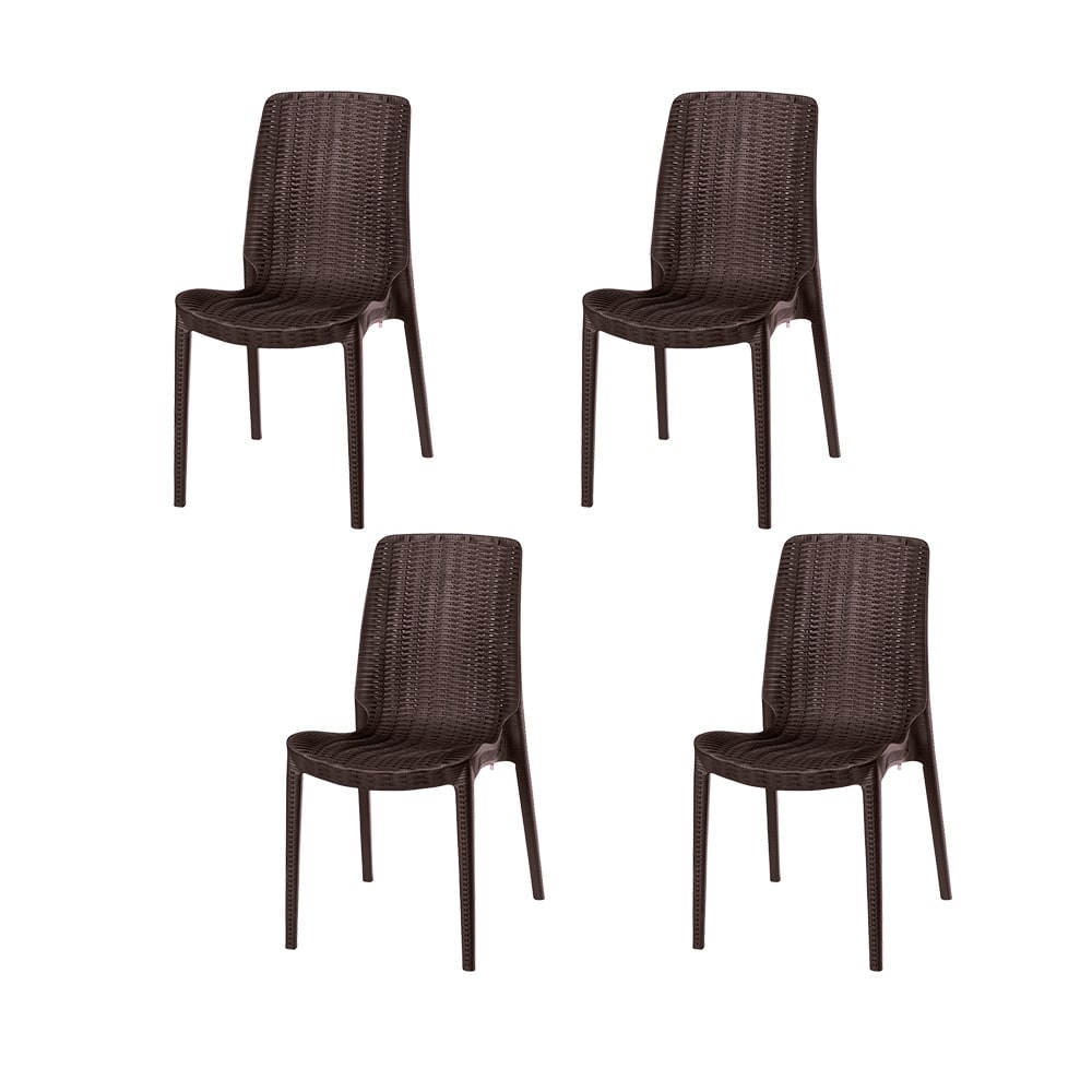 Set Of Four Rue Stackable Rattan Dinning Chairs