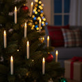 Set Of Ten Beige Flameless Clip On Christmas Taper Candles