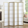 Seto White Wood And Paper 4 Panel Room Divider Screen