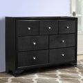 Seven Drawer Wooden Dresser With Bracket Feet And Crystal Knobs Black
