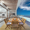 9 Piece Teak Wood Santa Monica Patio Dining Set With Rectangular Extension Table 2 Folding Arm Chairs And 6 Folding Side Chairs