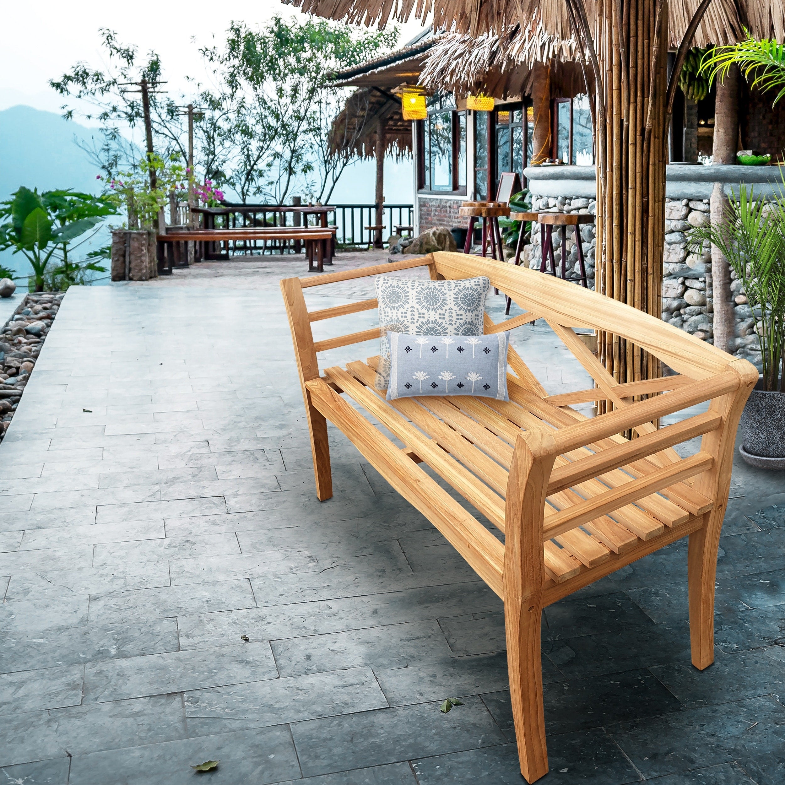 Seven Seas Teak Montana Teak Wood Outdoor Patio Bench 4 Foot