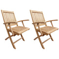 Seven Seas Teak Naples Outdoor Patio Folding Arm Chair Set Of 2