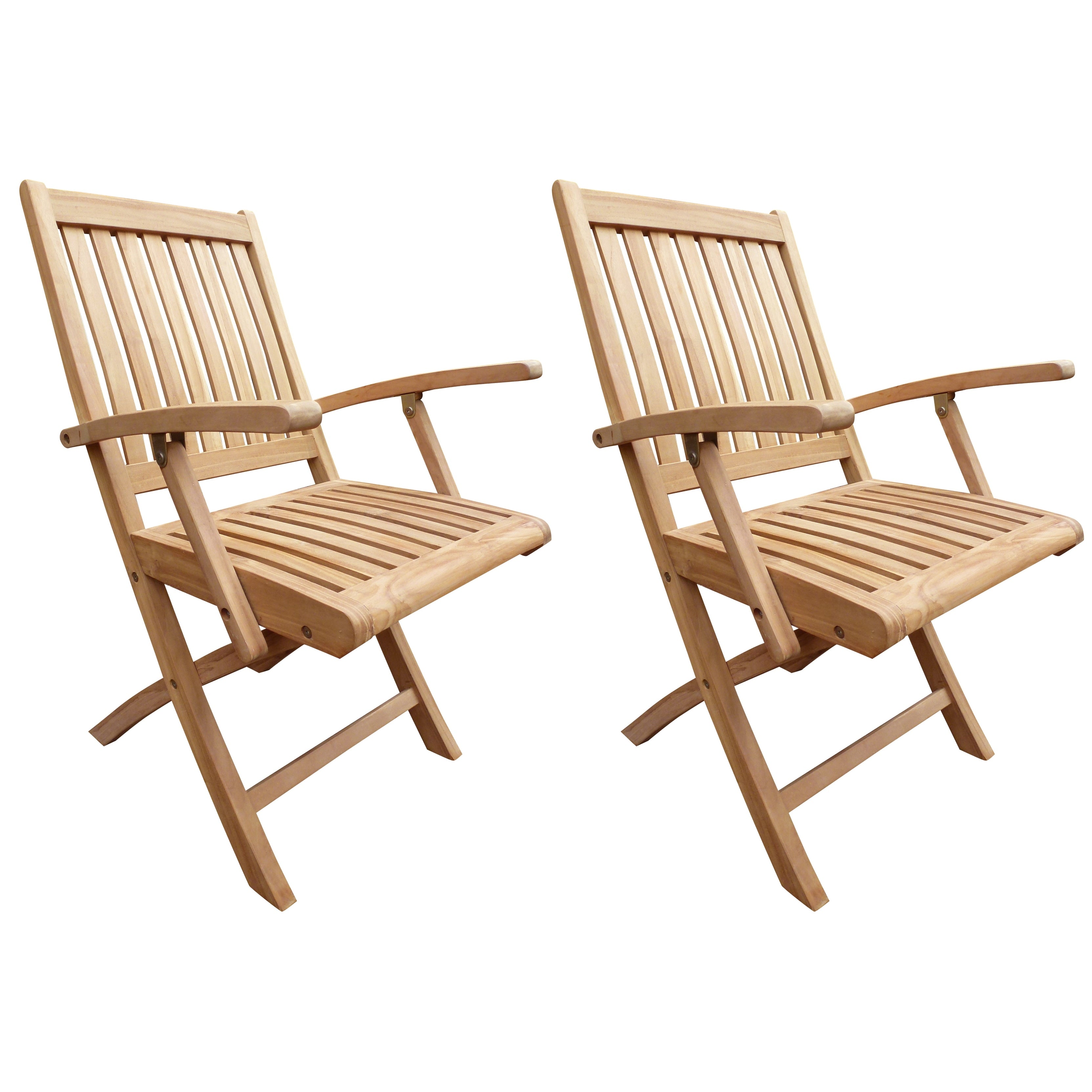 Seven Seas Teak Naples Outdoor Patio Folding Arm Chair Set Of 2