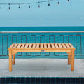 Seven Seas Teak Ocean City Outdoor Teak Wood Patio Backless Bench 4 Foot