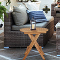 Seven Seas Teak Round Outdoor Teak Wood Folding Picnic Table With Carry Handle