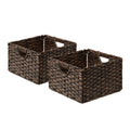 Seville Classics Foldable Handwoven Cube Storage Basket 2 Pack