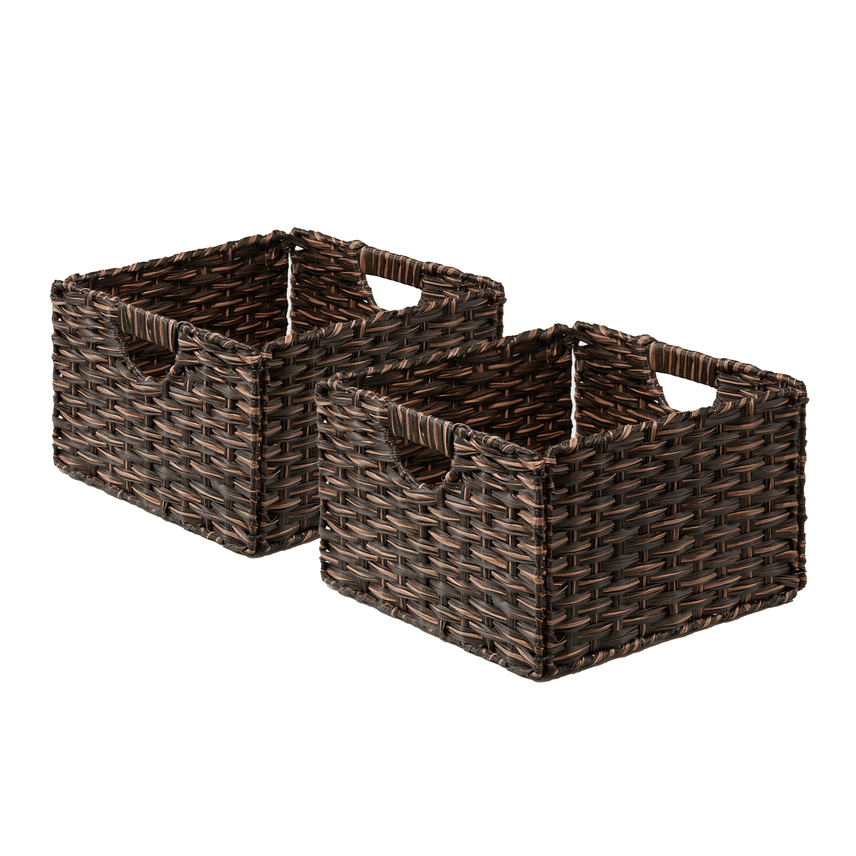Seville Classics Foldable Handwoven Cube Storage Basket 2 Pack
