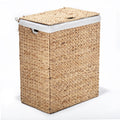 Seville Classics Lidded Foldable Water Hyacinth Portable Rectangular Laundry Hamper Basket With Washable Liner