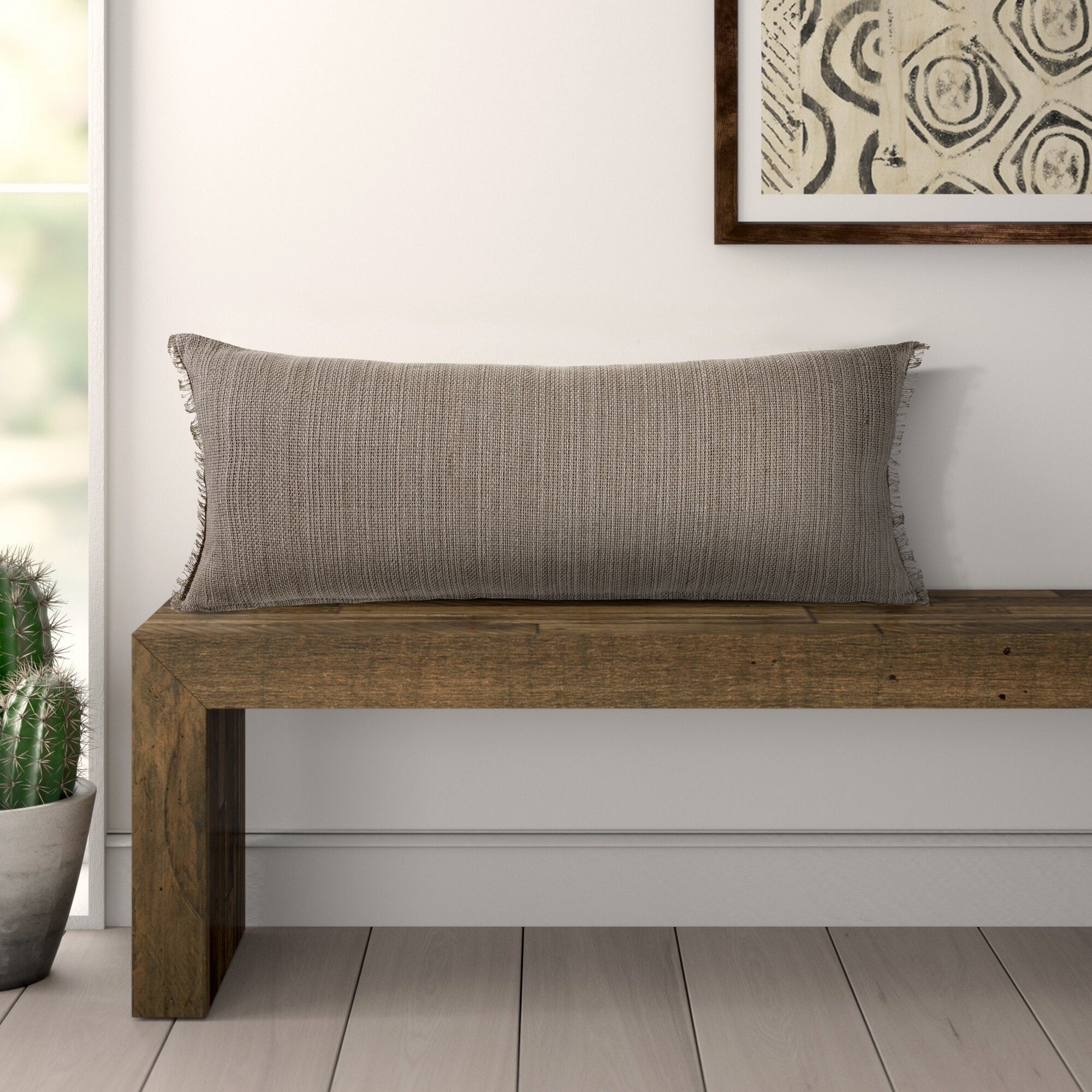 Neutral Tan Lumbar Throw Pillow