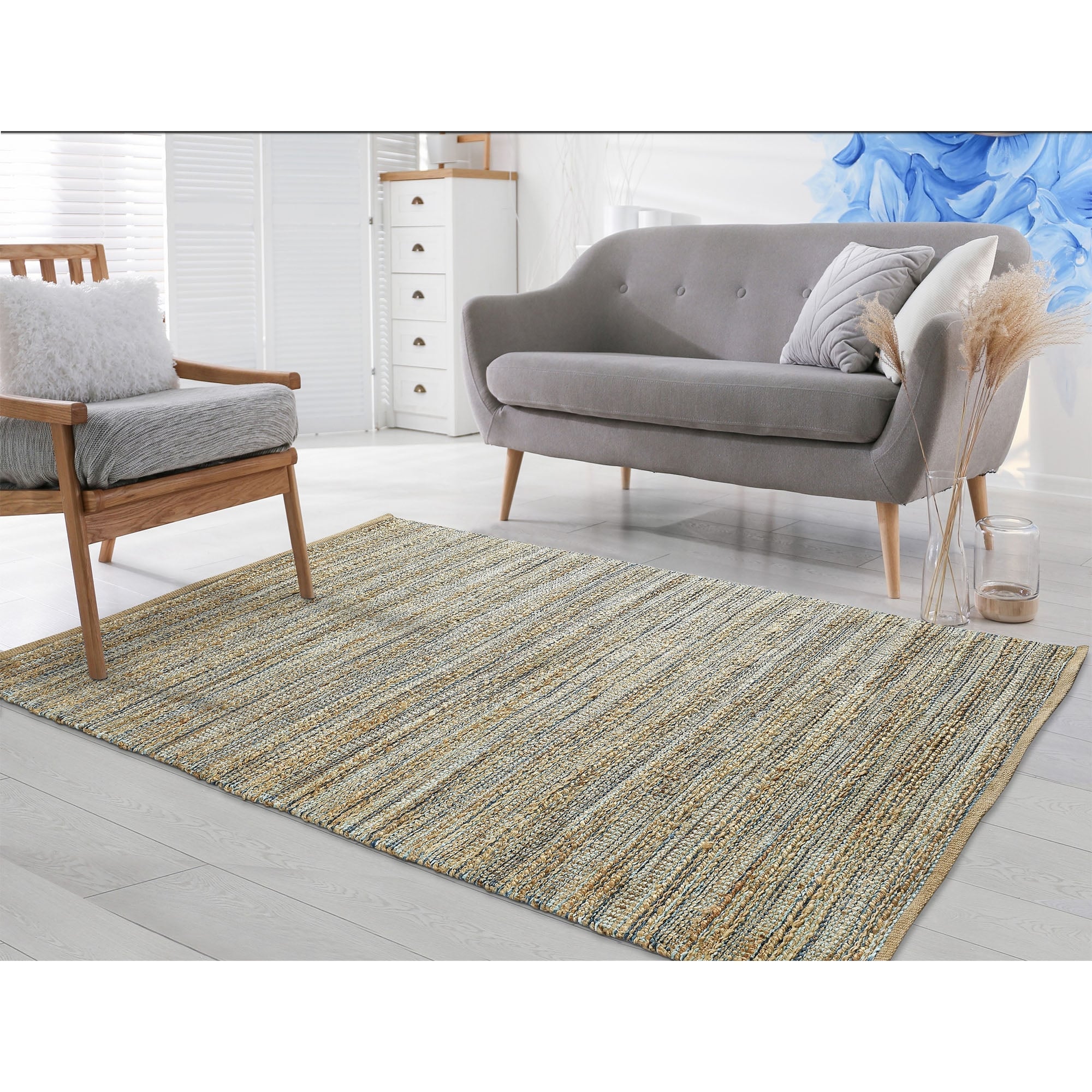 Lr Home Hand Loomed Natural Fiber Sonora Spa Blue Jute Chenille Rug 8 X 10