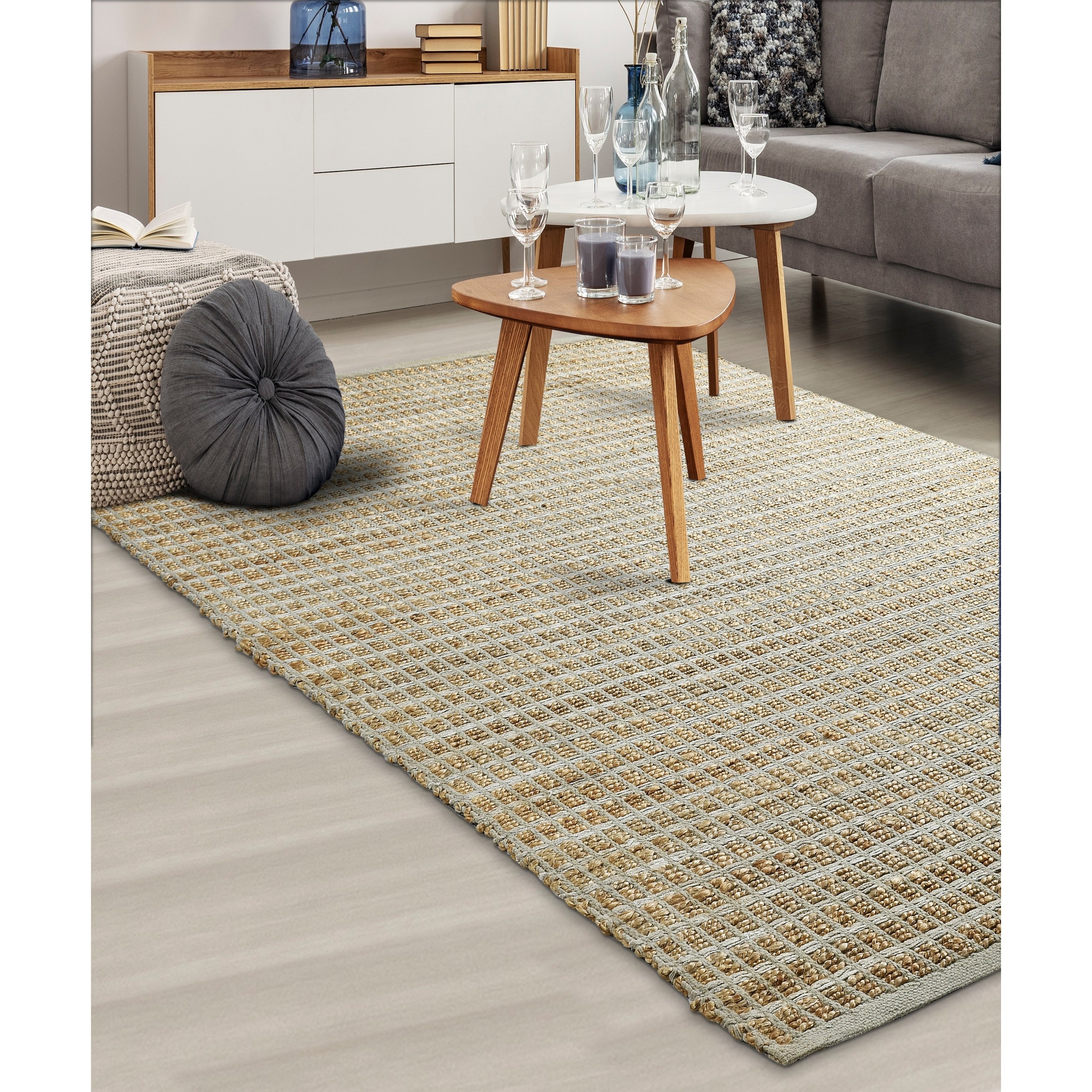 Lr Home Hand Loomed Natural Fiber Kiana Gingham Gray Jute Chenille Rug 8 X 10