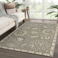 Light Gray Traditional Botanical Area Rug 50 X 70 50 X 70