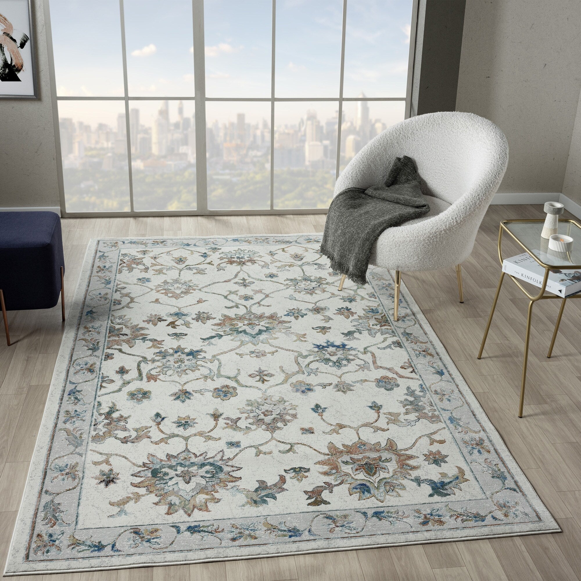 Lr Home Gala Classic Elegance Indigo Multi Polypropylene Rug 8 X 10
