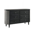 Sevy Wide Dresser With Retro Fabric Black And Gray 6 Drawers