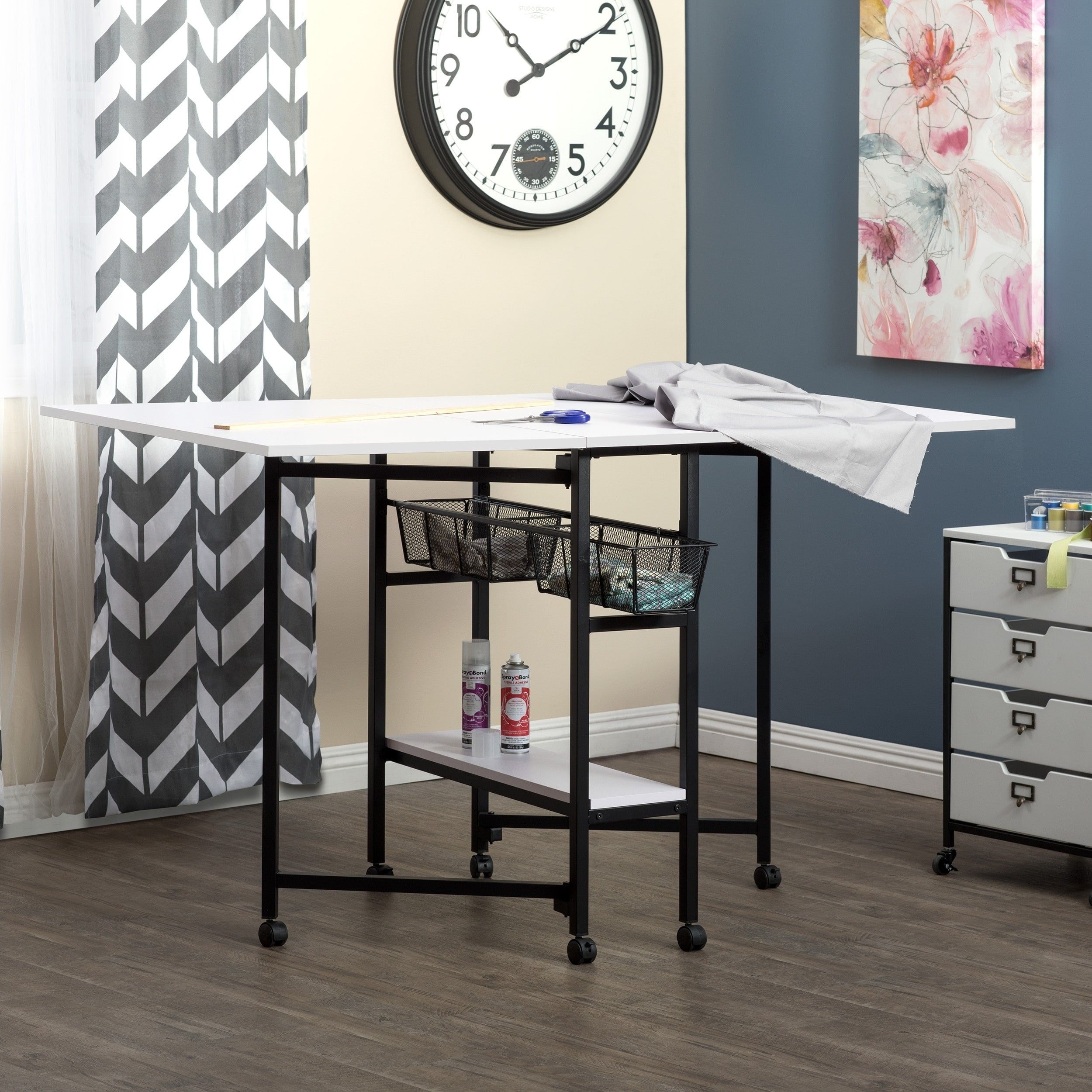 Sew Ready Standing Height Craft Cutting Table With Baskets 36 H Black