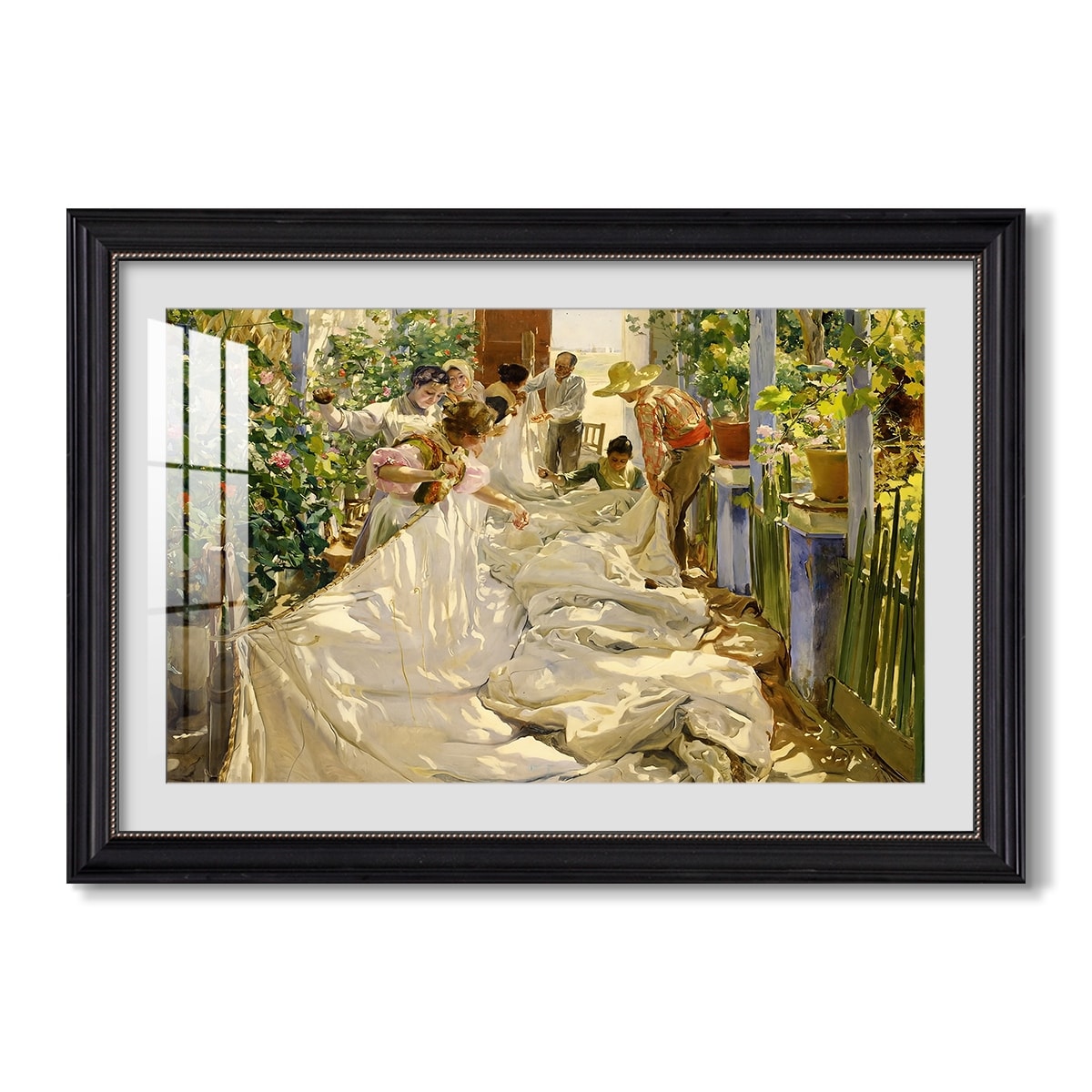 Sewing The Sail 1896 Joaquin Sorolla Custom Framed Print