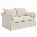Seya Modern Loveseat With 2 Pillow Beige Linen Plush Cushions 58 Inch