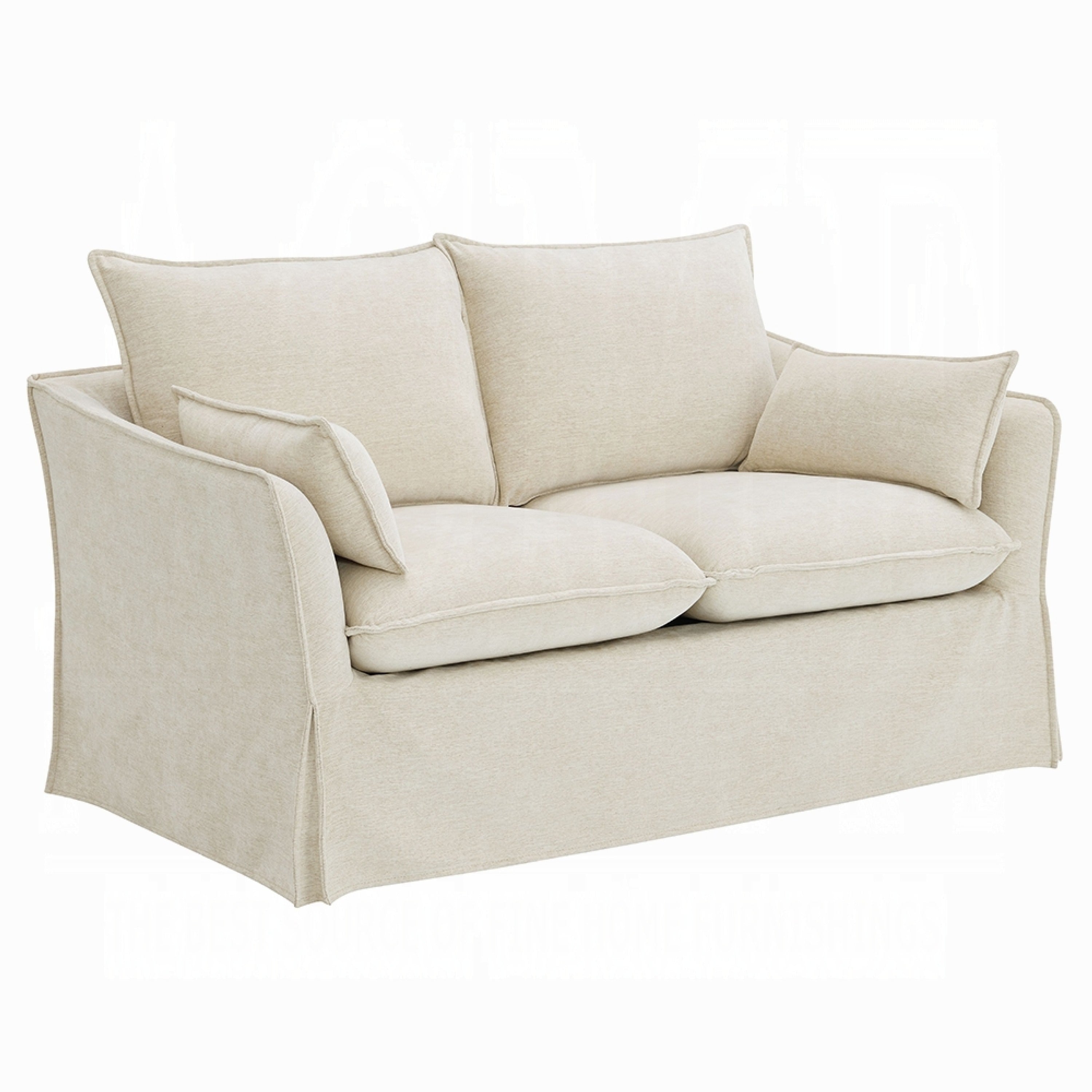 Seya Modern Loveseat With 2 Pillow Beige Linen Plush Cushions 58 Inch