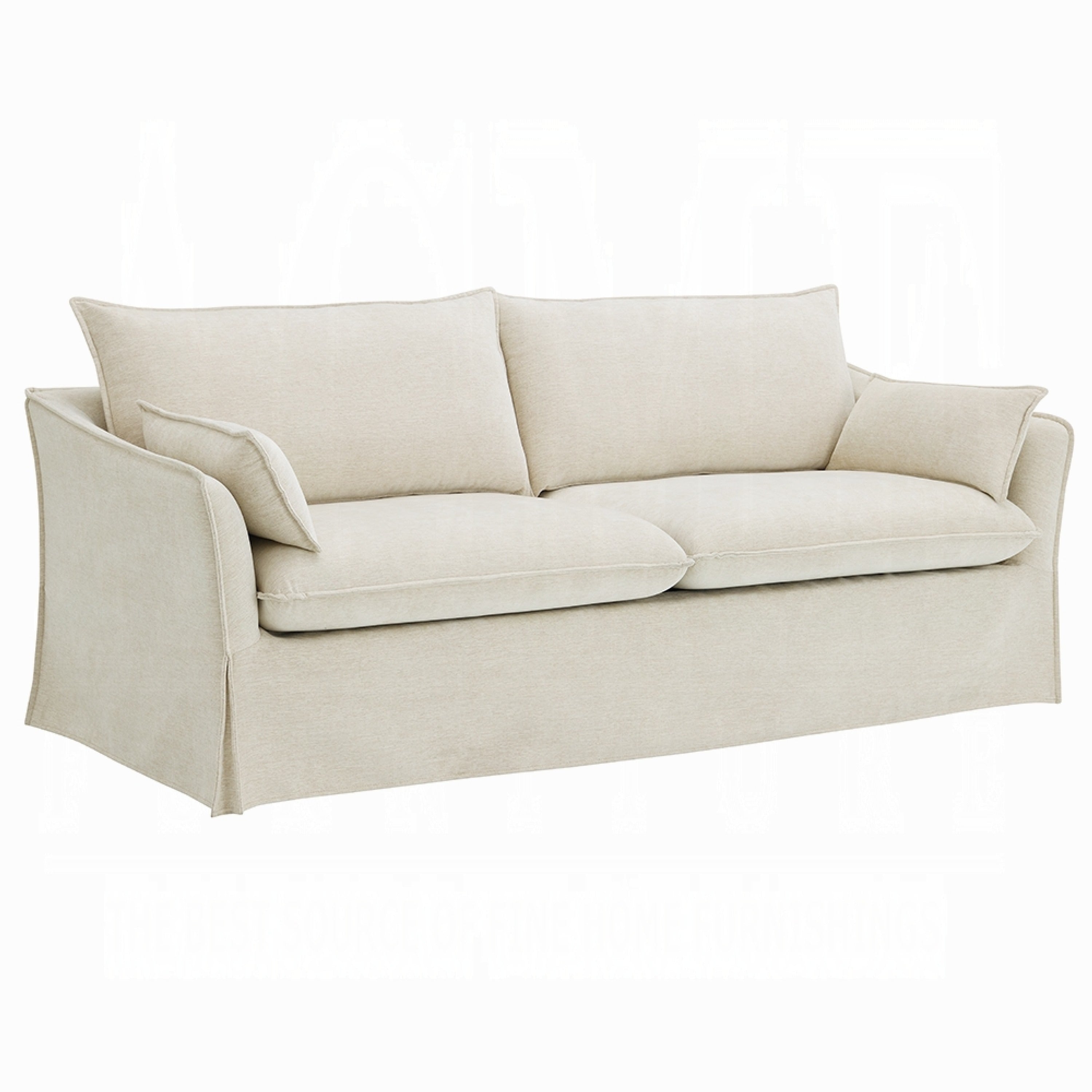 Seya Modern Sofa With 2 Pillow Beige Linen Plush Cushions 82 Inch