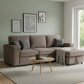 Seya Sleeper L Sectional Sofa Storage Chaise Brown Corduroy 93 Inch