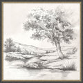 Shaded Tree Beside Quiet Stream By Luna Mavis Framed Mounted Canvas Wall Art Print