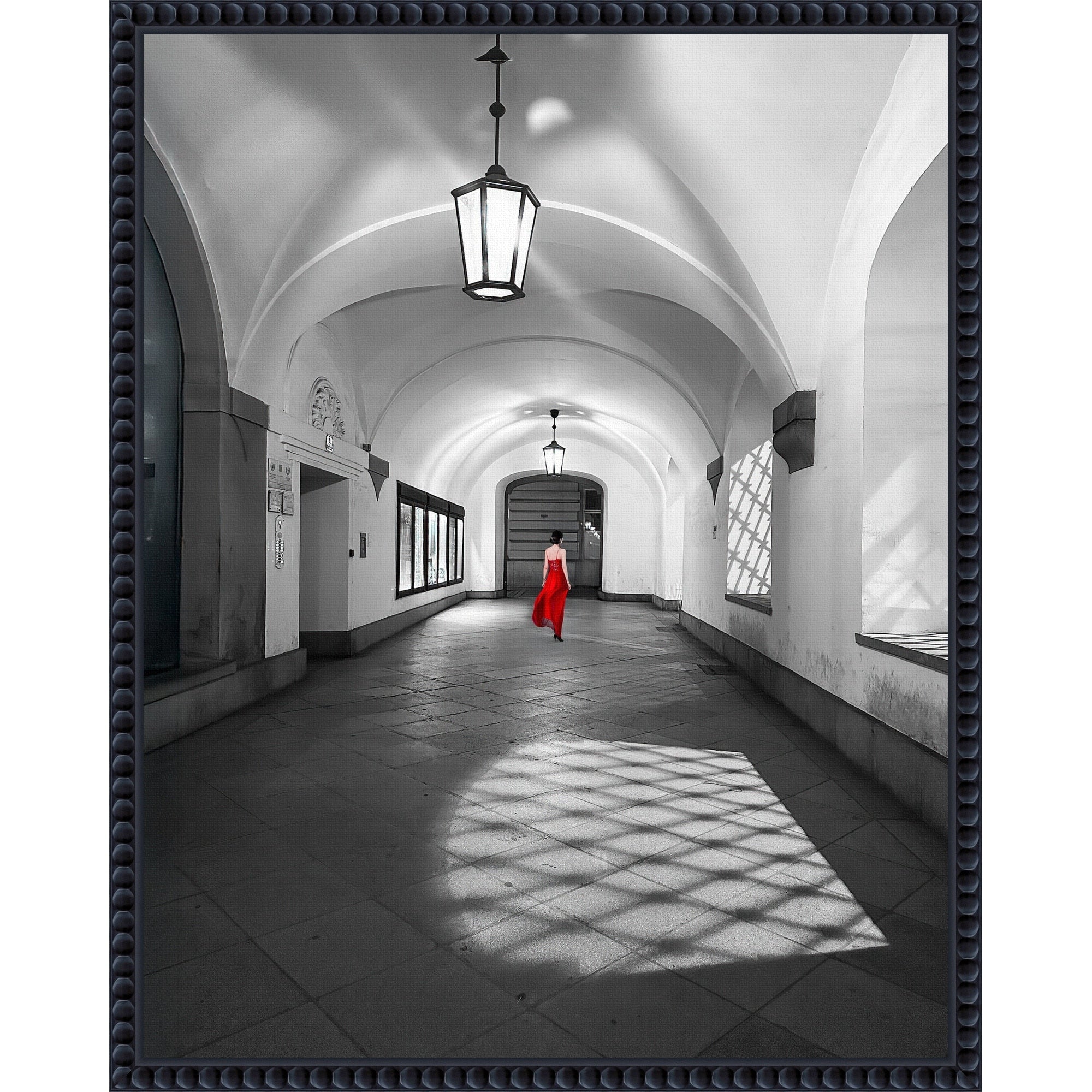 Shadows And A Red Dress By Patty Rong Zhang Framed Canvas Wall Art Print