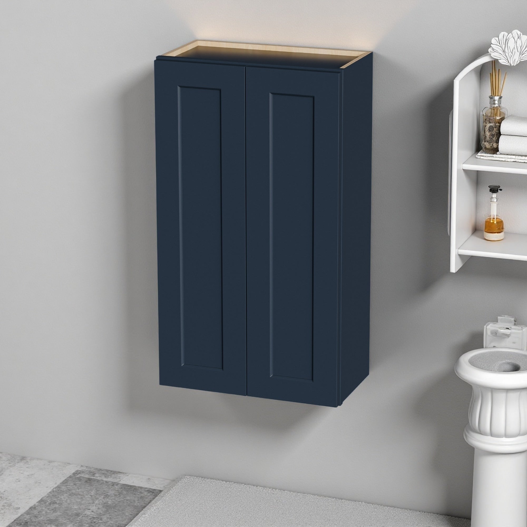 Shaker 24 Solid Wood Wall Cabinet Soft Close Hinges Adjustable Shelves Double Door. Ideal For Kitchen Bath Laundry