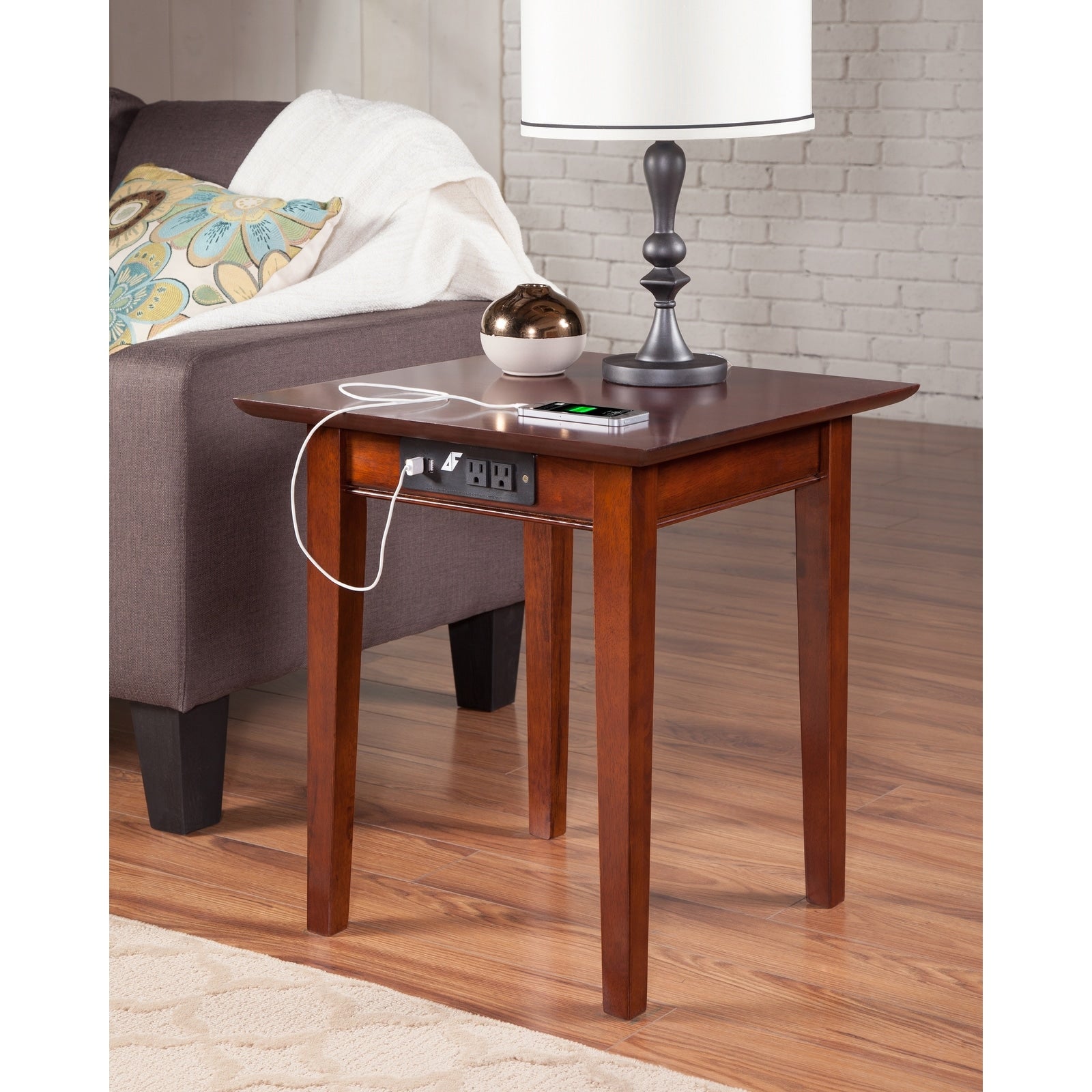 Shaker Walnut End Table With Charger