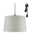 Shallow Drum 1 Light Swag Plug In Pendant Hanging Lamp Textured Oatmeal