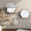 Shanton Hexagonal Wall Mirrors Set Of 3 Brown N A