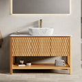 Sharma Modern Freestanding Bathroom Vanity With Soft Close Doors Open Shelf And Sintered Stone Top By Gdfstudio