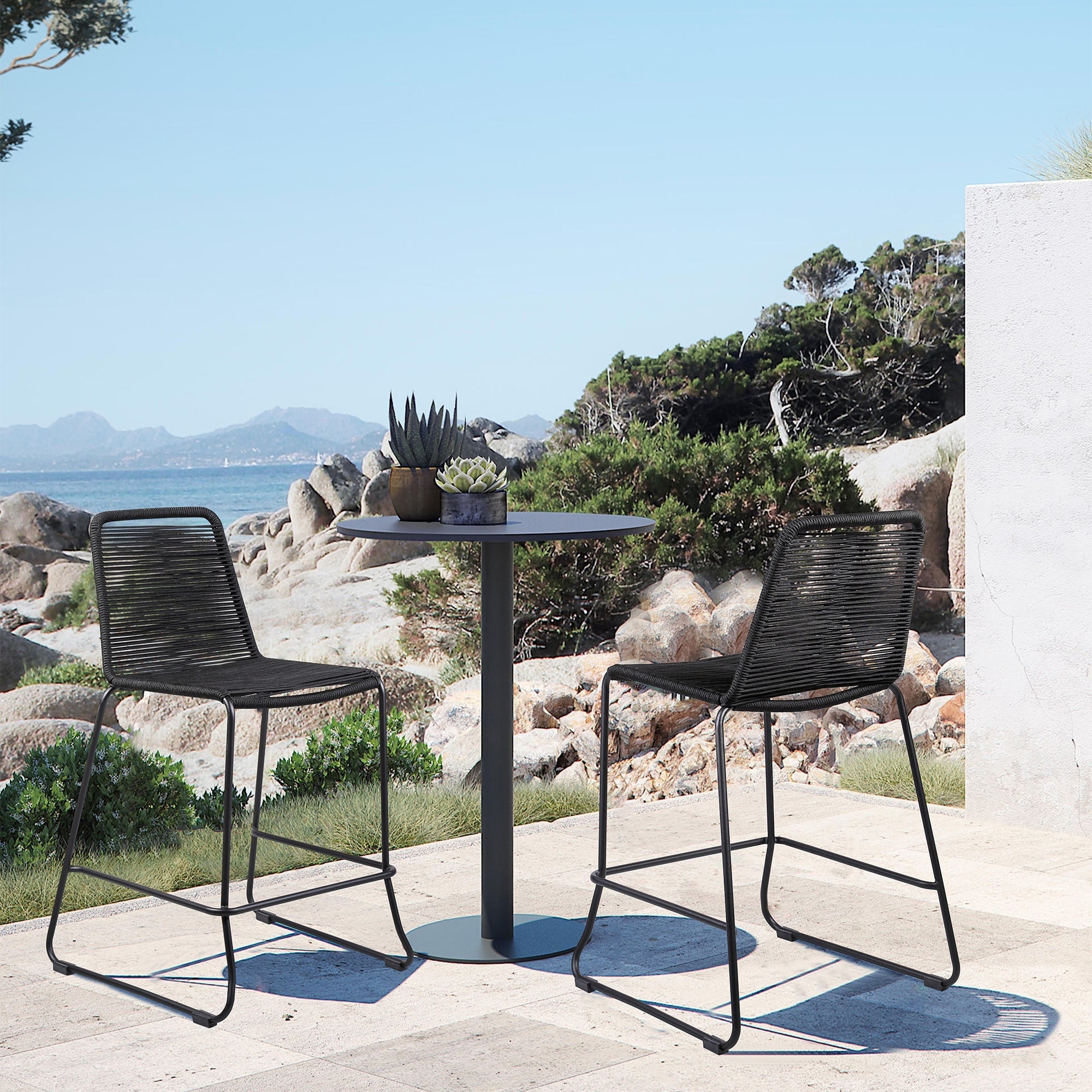 Shasta Outdoor Metal And Rope Stool Bar Height