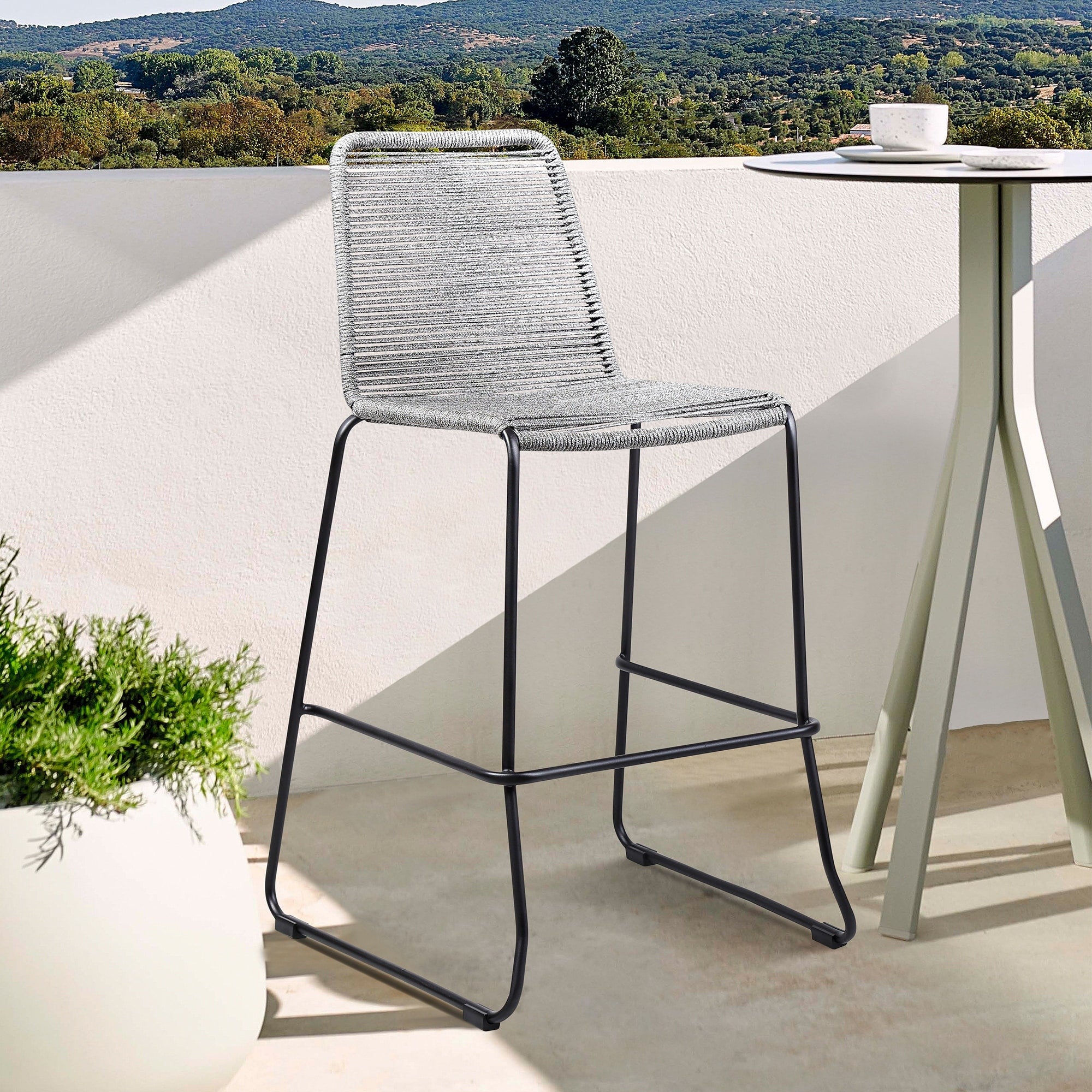 Shasta Outdoor Metal And Rope Stool Counter Height