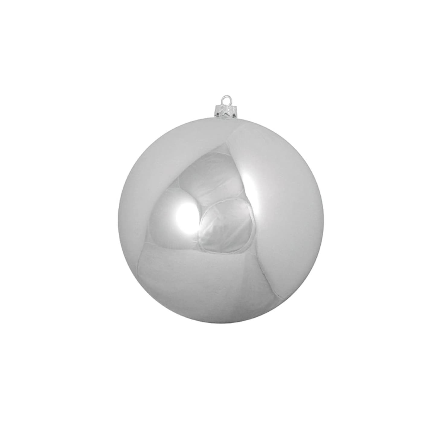 Shatterproof Shiny Silver Splendor Uv Resistant Commercial Christmas Ornament 4 100Mm