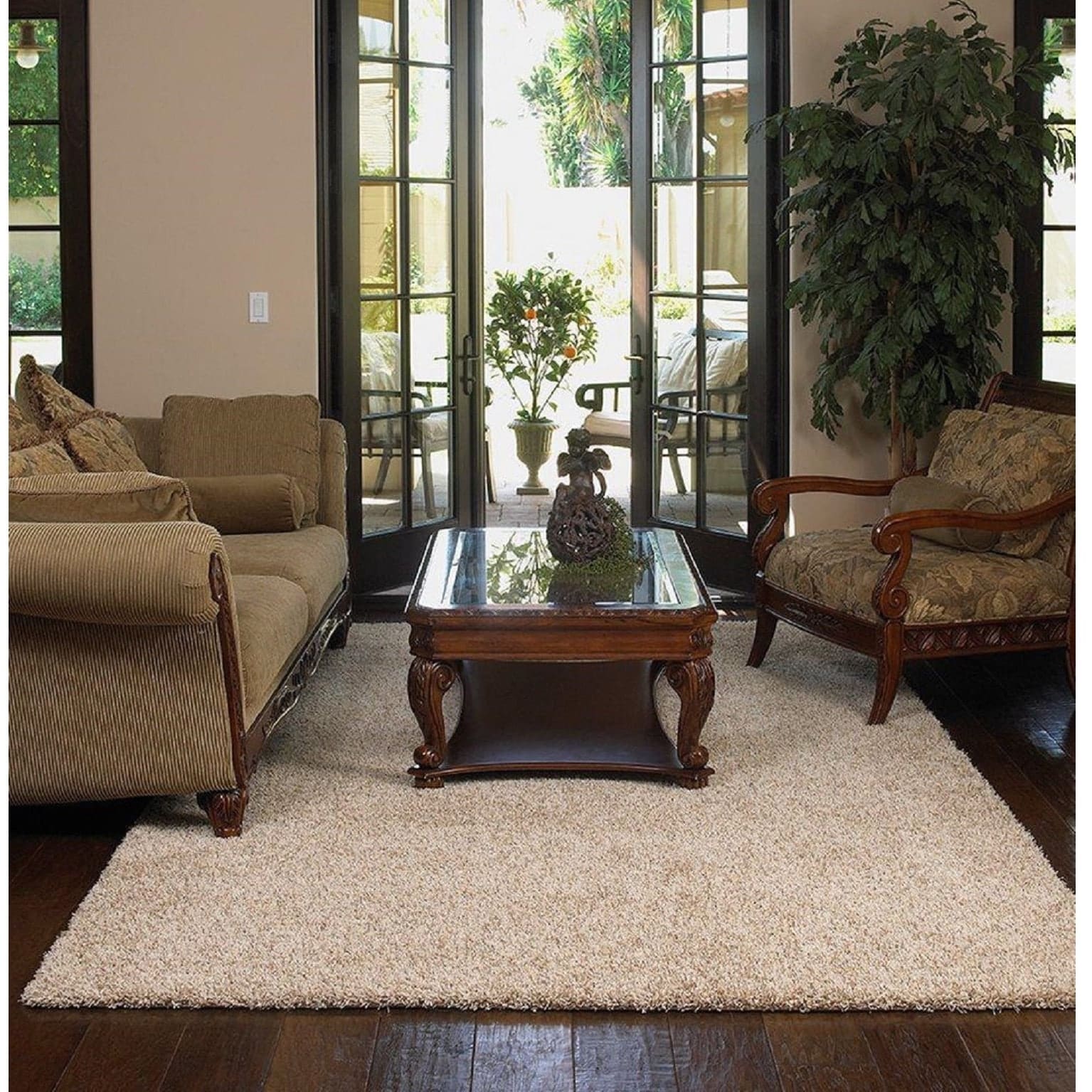 Shaw Uptown Girl Solid Colored Nylon Polyester Premium Shag Oversized Area Rug 12 Round