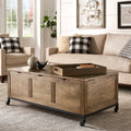 Shay Rectangular Storage Cocktail Table With Removeable Tray And Caster Wheels By Inspire Q Artisan